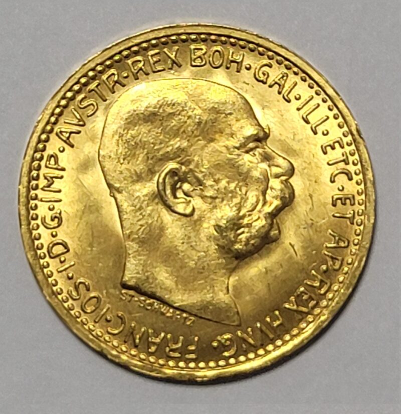 10 крон "Правитель Франц Иосиф 1", золото, 900 проба, Австрия, 1912г.