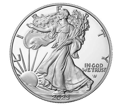 Инвестиционная монета Американский Орел "Шагающая Свобода", серебро, 1oz(31,1г), 2023г., США