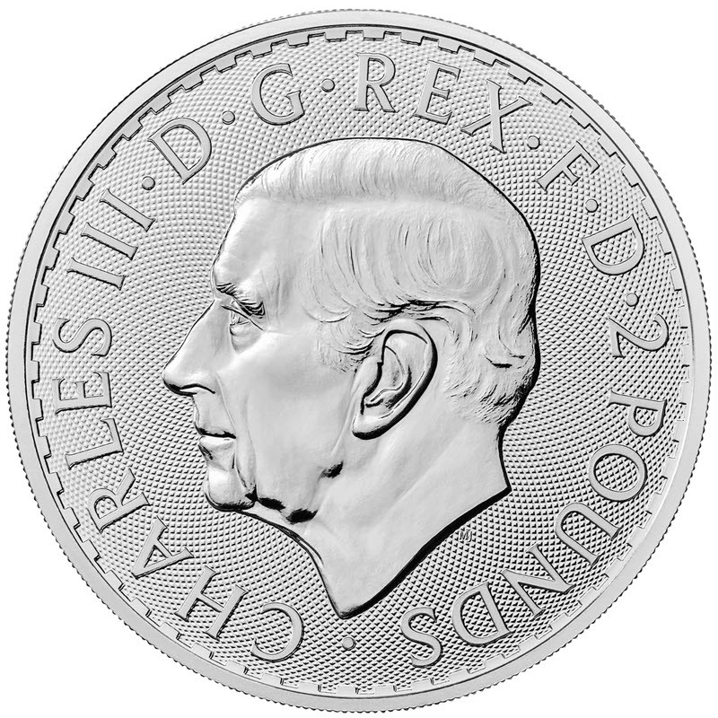 Инвестиционная монета «Британия» (Чарльз III), серебро, 31.1 г, 1oz, Великобритания 2023г.